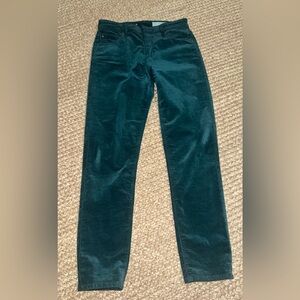 Anthropologie AG the Stevie High Rise Ankle Green Velvet Pants